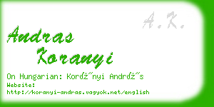 andras koranyi business card